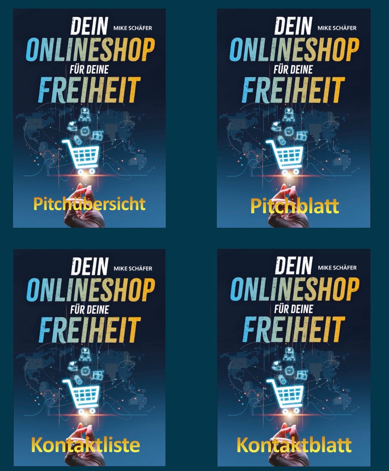 Onlineshop Erfolgs- und Strukturbox mit vier Arbeitsblöcken für Kontaktmanagement und Vertriebsorganisation